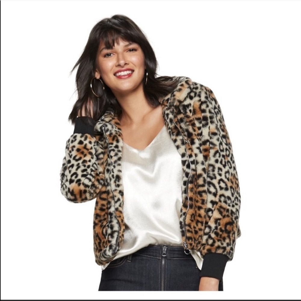 Leopard print bomber jacket